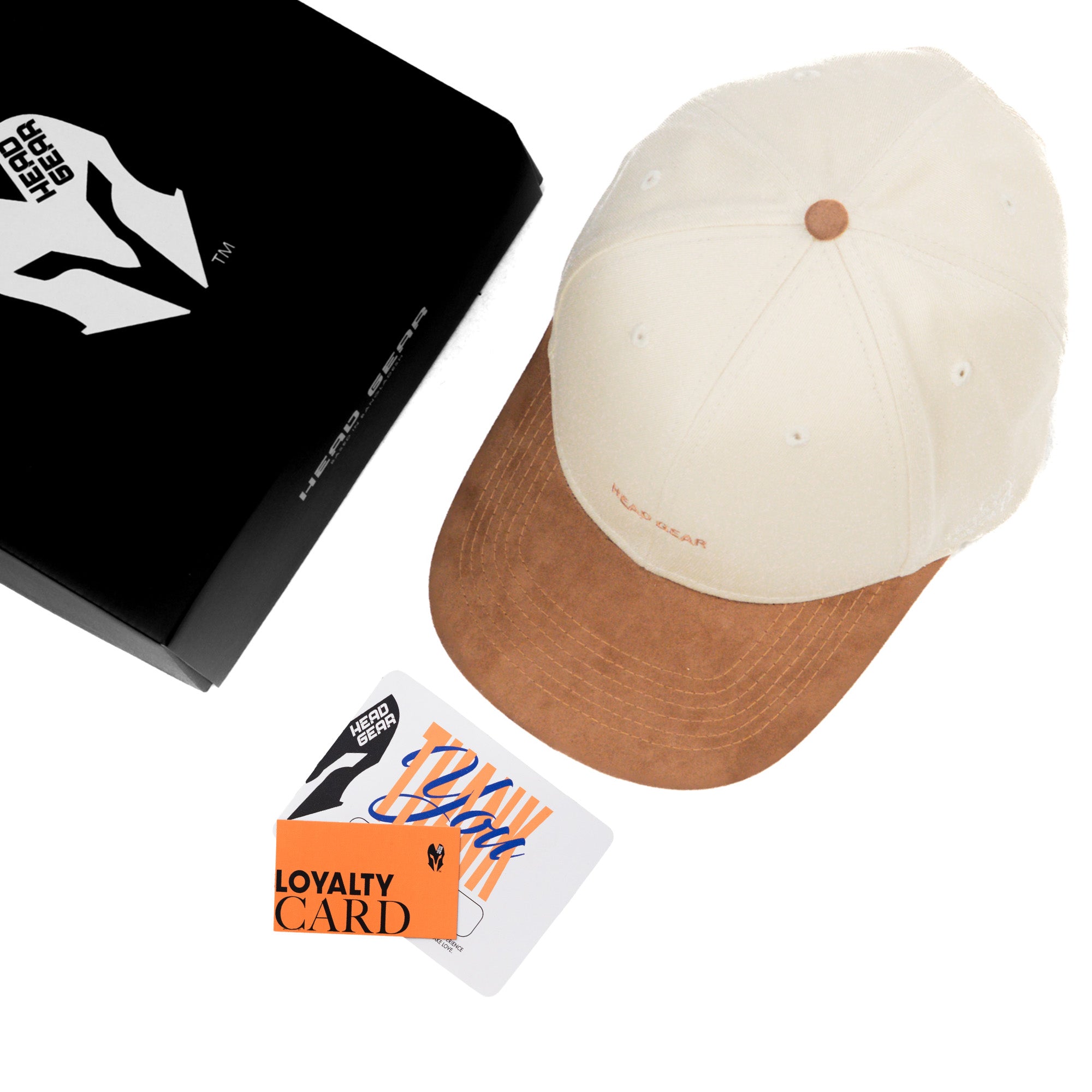 HEAD GEAR OFF WHITE AND BROWN STRUCTURED CAP