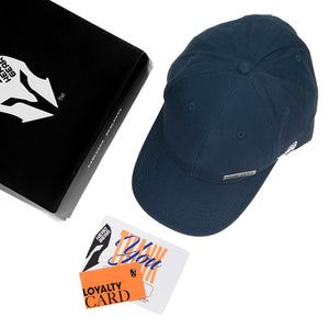 HEAD GEAR NAVY BLUE RUSTIC METAL PATCH SANDWICH CAP