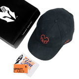HEAD GEAR BLACK AND RED CONTRAST SUEDE CAP