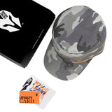 HEAD GEAR GREY CAMO WITH LEATHER PATCH CAPTAIN'S CAP