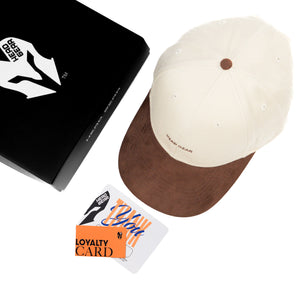 HEAD GEAR OFF WHITE AND CHOCOLATE STRUCTURED CAP