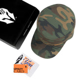 HEAD GEAR GREEN CAMO WITH LEATHER PATCH CAPTAIN'S CAP