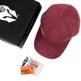 HEAD GEAR RED WINE STRUCTURED LEATHER PATCH FITTED CAP