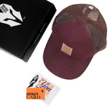 HEAD GEAR RED WINE TRUCKER LEATHER PATCH CAP