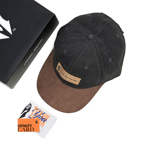 HEAD GEAR BLACK CHOCOLATE LEATHER PATCH CAP