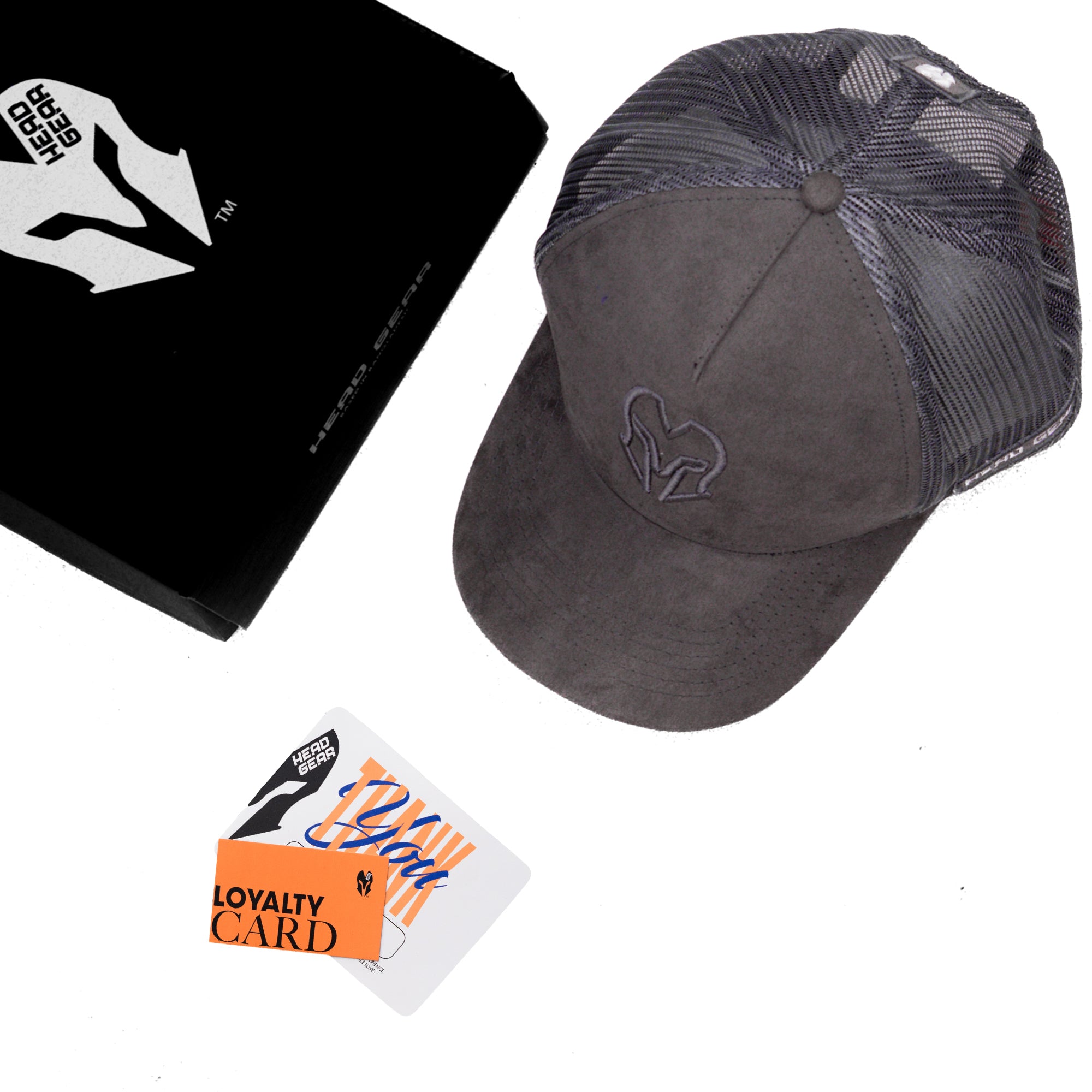 HEAD GEAR GREY SUPER SUEDE TRUCKER CAP