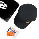 HEAD GEAR BLACK WITH LEATHER PATCH CAPTAIN'S CAP