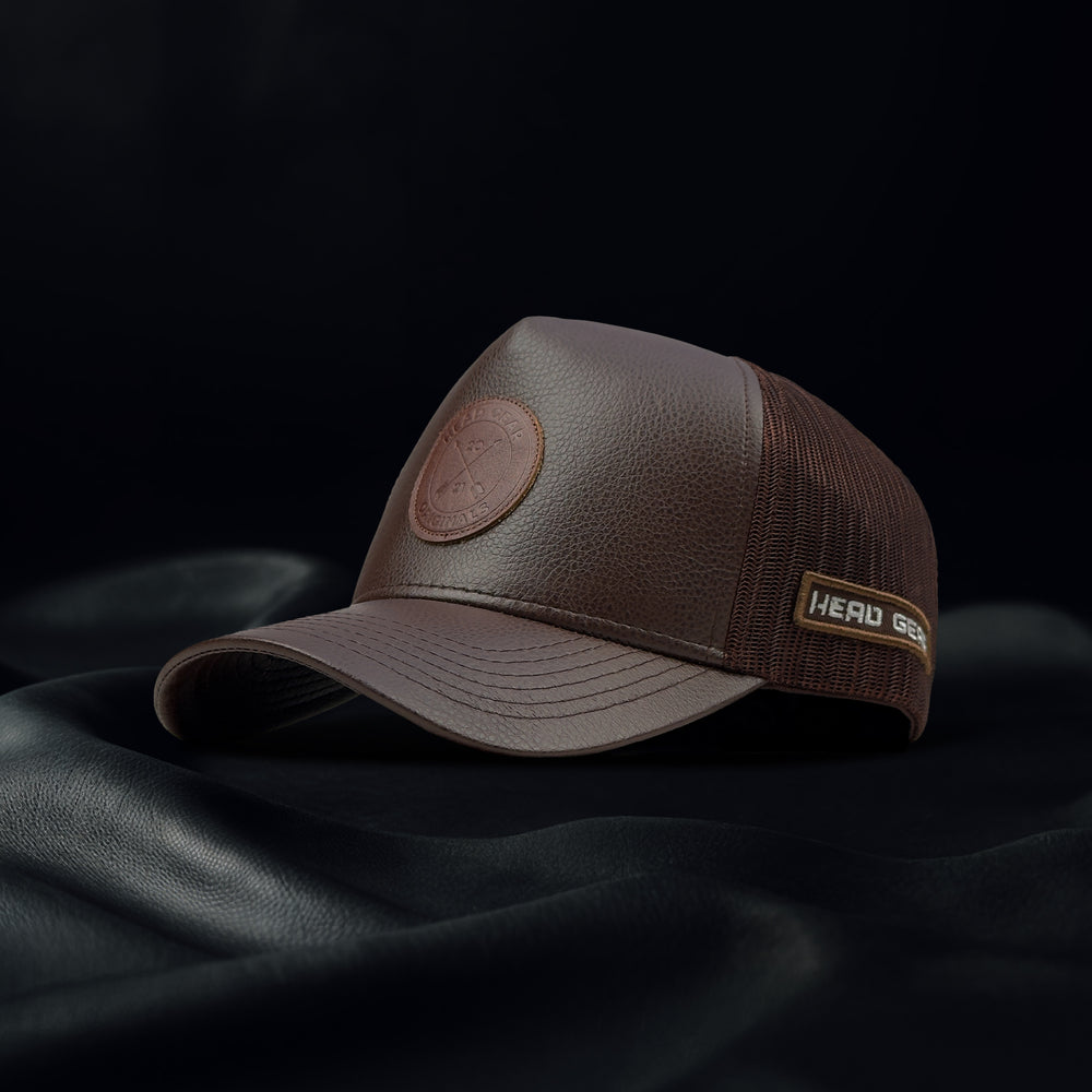HEAD GEAR CHOCOLATE FAUX LEATHER TRUCKER LIMITED EDITION CAP