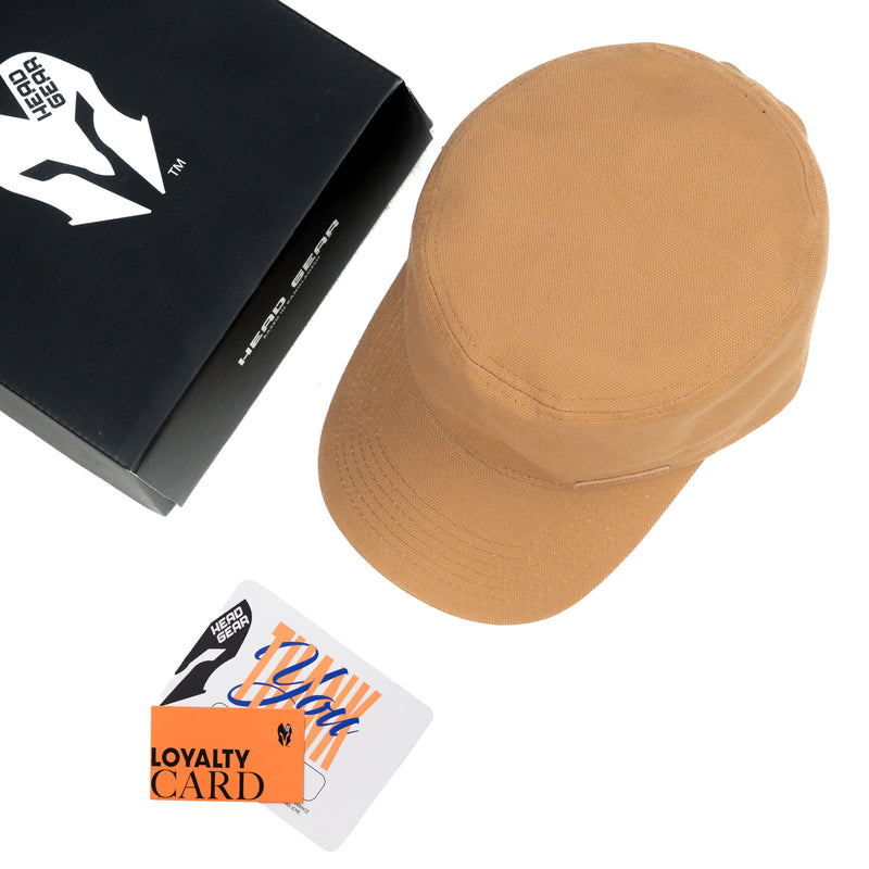 HEAD GEAR BROWN WITH LEATHER PATCH CAPTAIN'S CAP