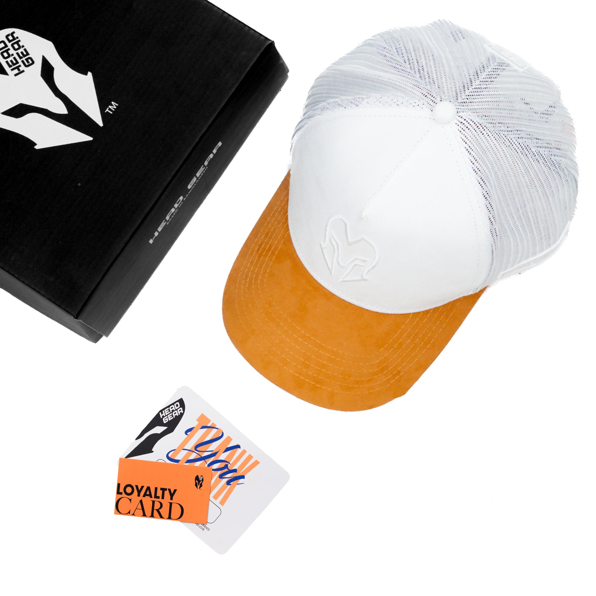 HEAD GEAR WHITE AND MUSTARD DUAL TONE TRUCKER CAP