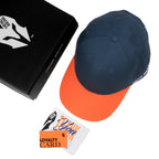 HEAD GEAR NAVY BLUE ORANGE DUAL TONE STRUCTURED CAP