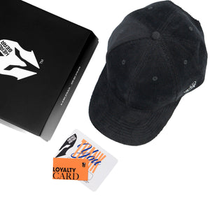 HEAD GEAR BLACK CORDUROY STRUCTURED CAP