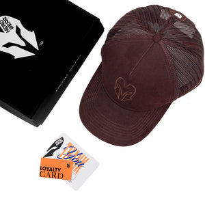 HEAD GEAR DARK CHOCOLATE SUPER SUEDE TRUCKER CAP