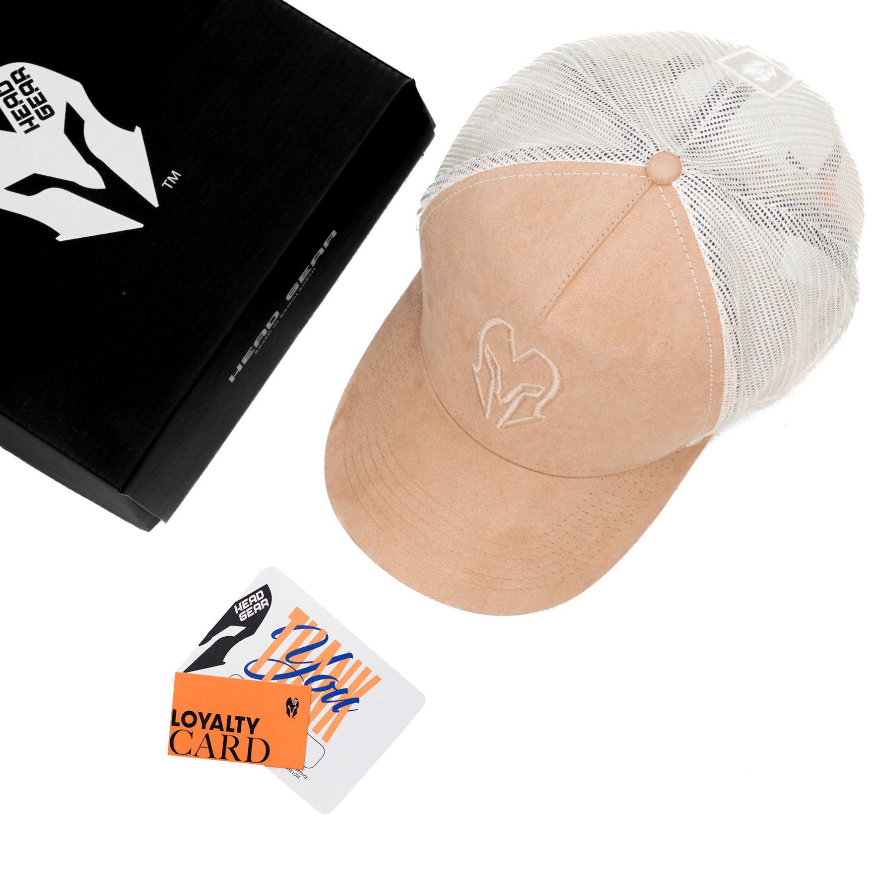 HEAD GEAR BEIGE SUPER SUEDE TRUCKER CAP