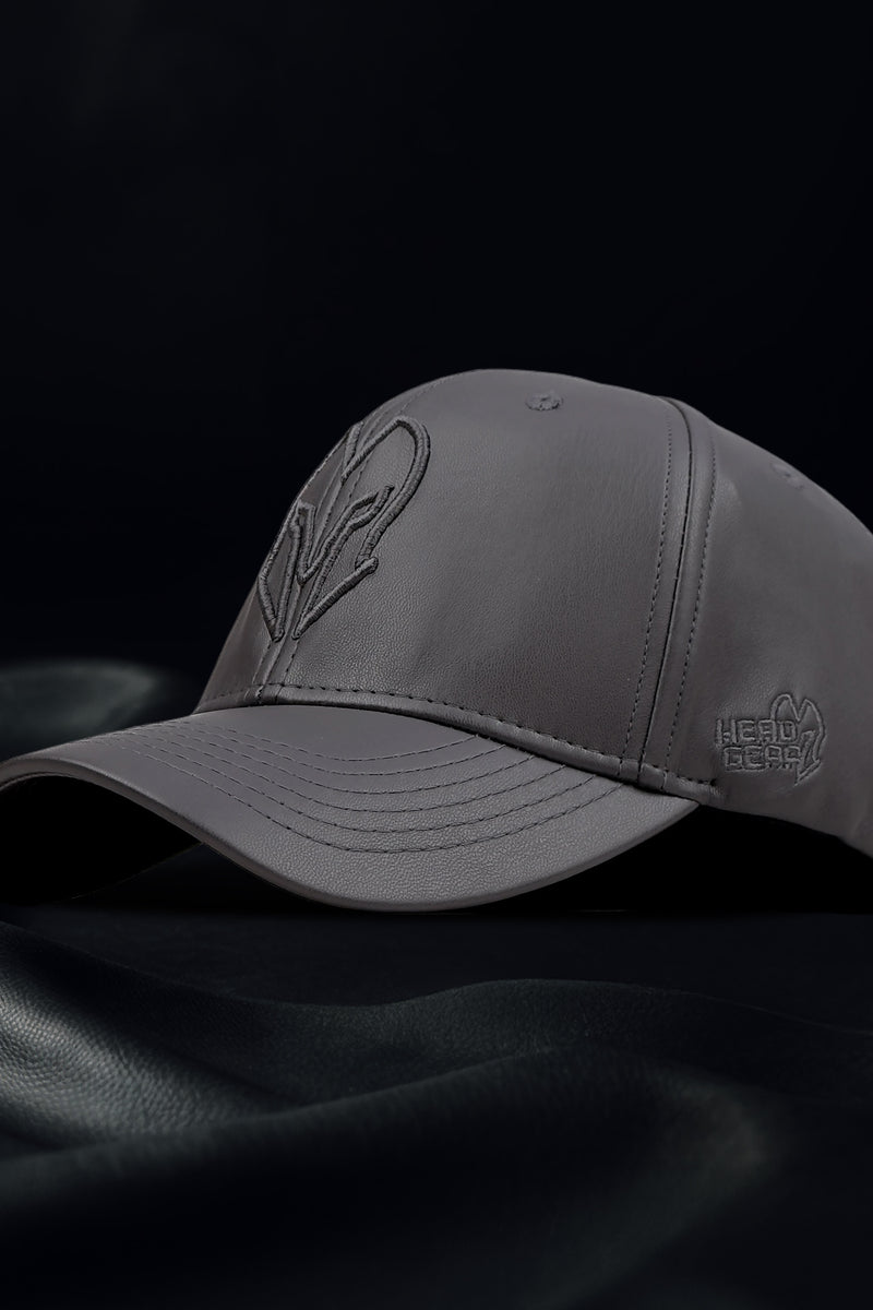 HEAD GEAR GREY FAUX LEATHER LIMITED EDITION CAP