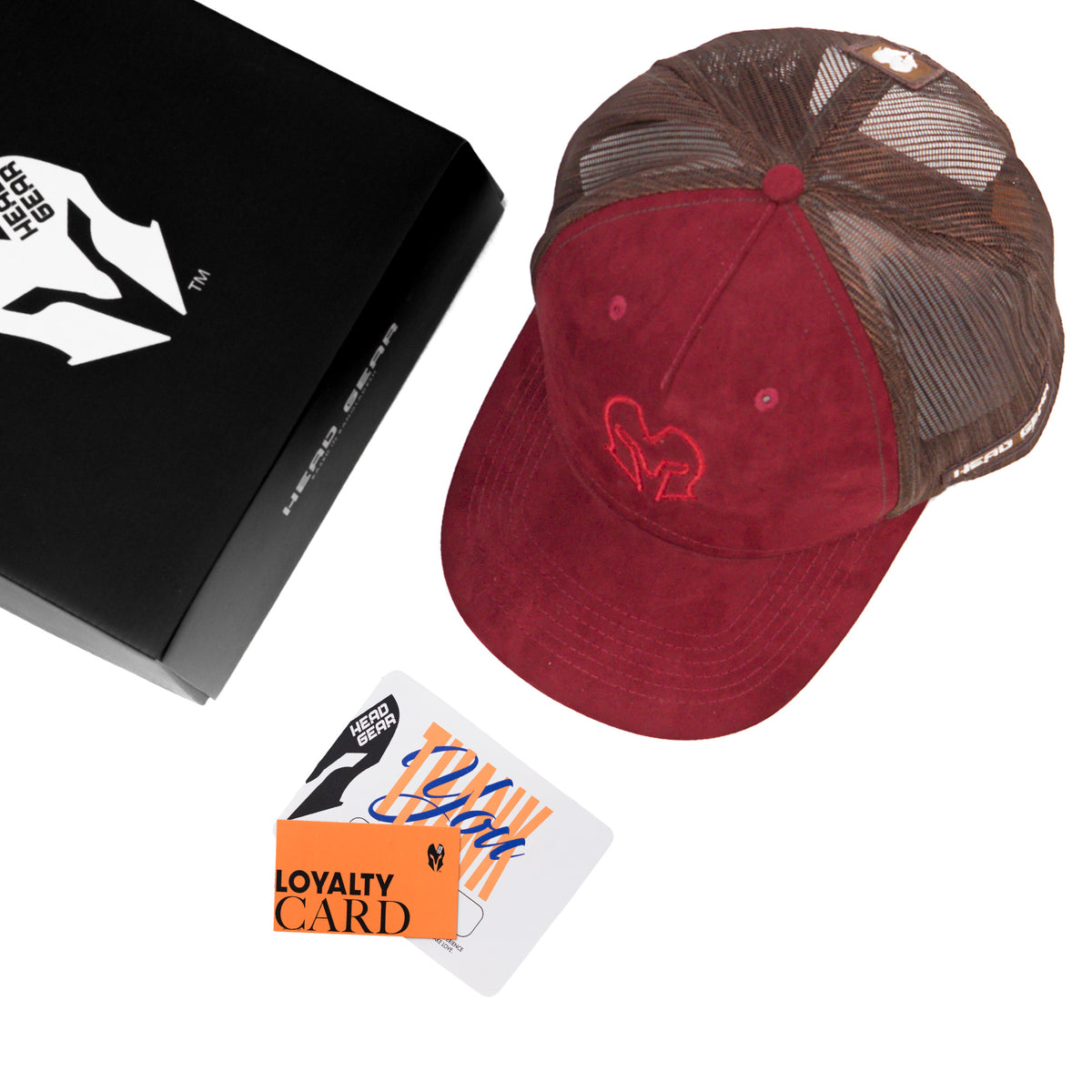 HEAD GEAR RED WINE SUPER SUEDE TRUCKER CAP