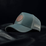 HEAD GEAR SEA GREEN FAUX LEATHER TRUCKER LIMITED EDITION CAP
