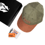 HEAD GEAR OLIVE BROWN LEATHER PATCH CAP