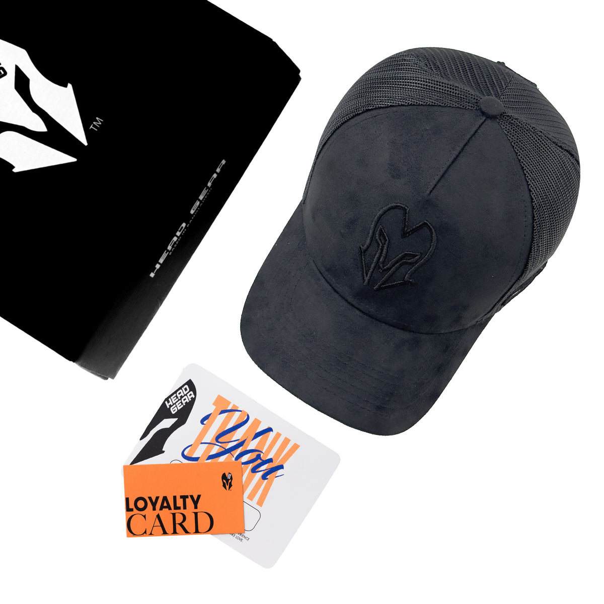 HEAD GEAR BLACK SUPER SUEDE TRUCKER CAP