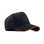 HEAD GEAR BLACK WITH ORANGE SANDWICH CORD TRUCKER CAP