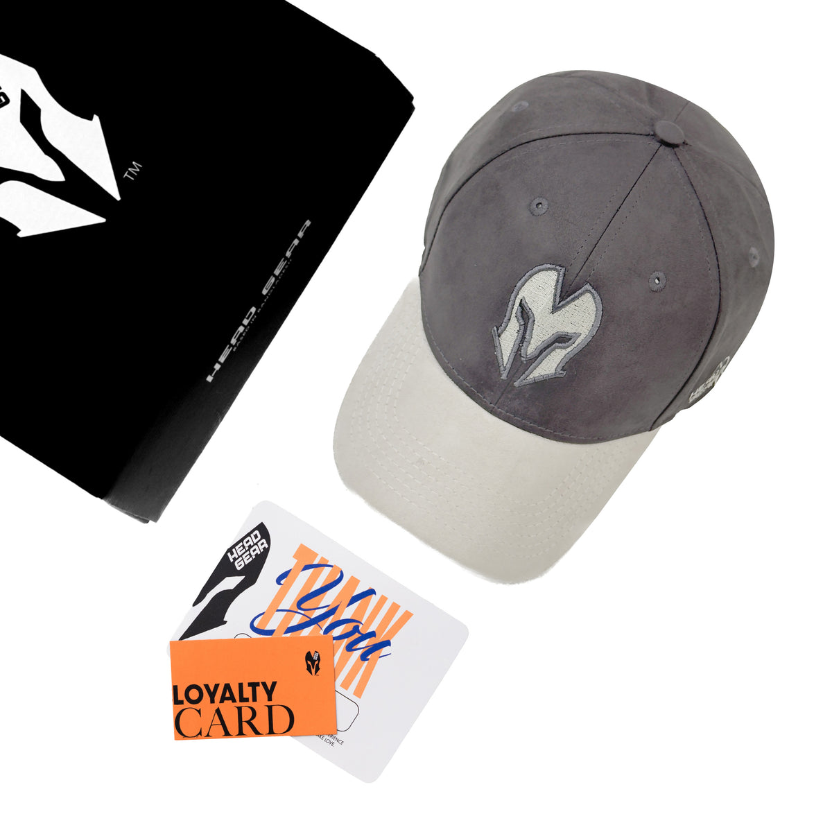 HEAD GEAR CHARCOAL GREY & OFF-WHITE REDEFINED SUEDE CAP