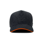 HEAD GEAR BLACK WITH ORANGE SANDWICH CORD TRUCKER CAP