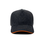 HEAD GEAR BLACK WITH ORANGE SANDWICH CORD TRUCKER CAP