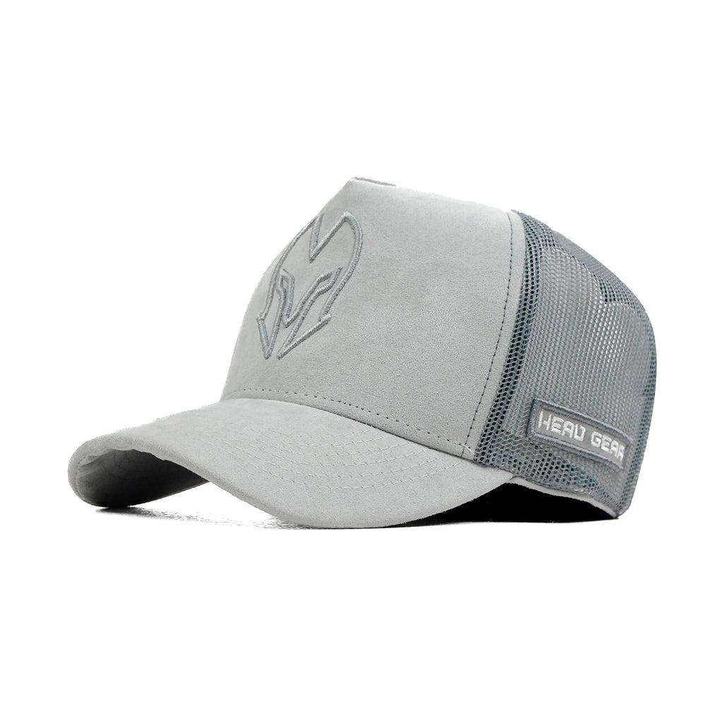 HEAD GEAR GLACIER GREY SUPER SUEDE TRUCKER CAP