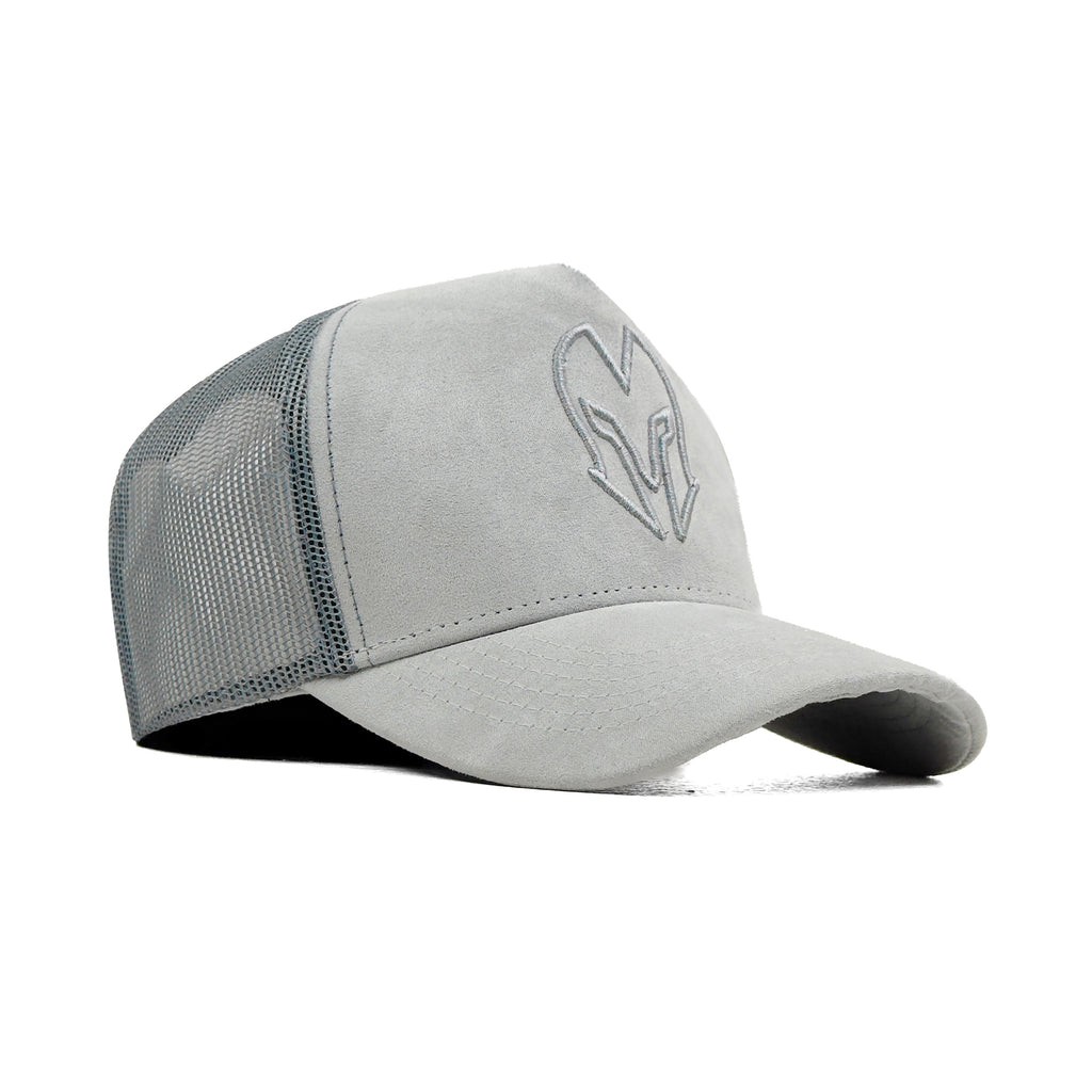 HEAD GEAR GLACIER GREY SUPER SUEDE TRUCKER CAP