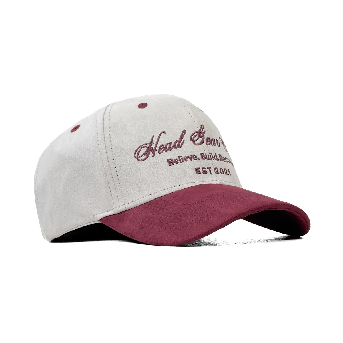 HEAD GEAR BELIEVE CLUB CAP - OFF-WHITE & BURGUNDY