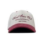 HEAD GEAR BELIEVE CLUB CAP - OFF-WHITE & BURGUNDY