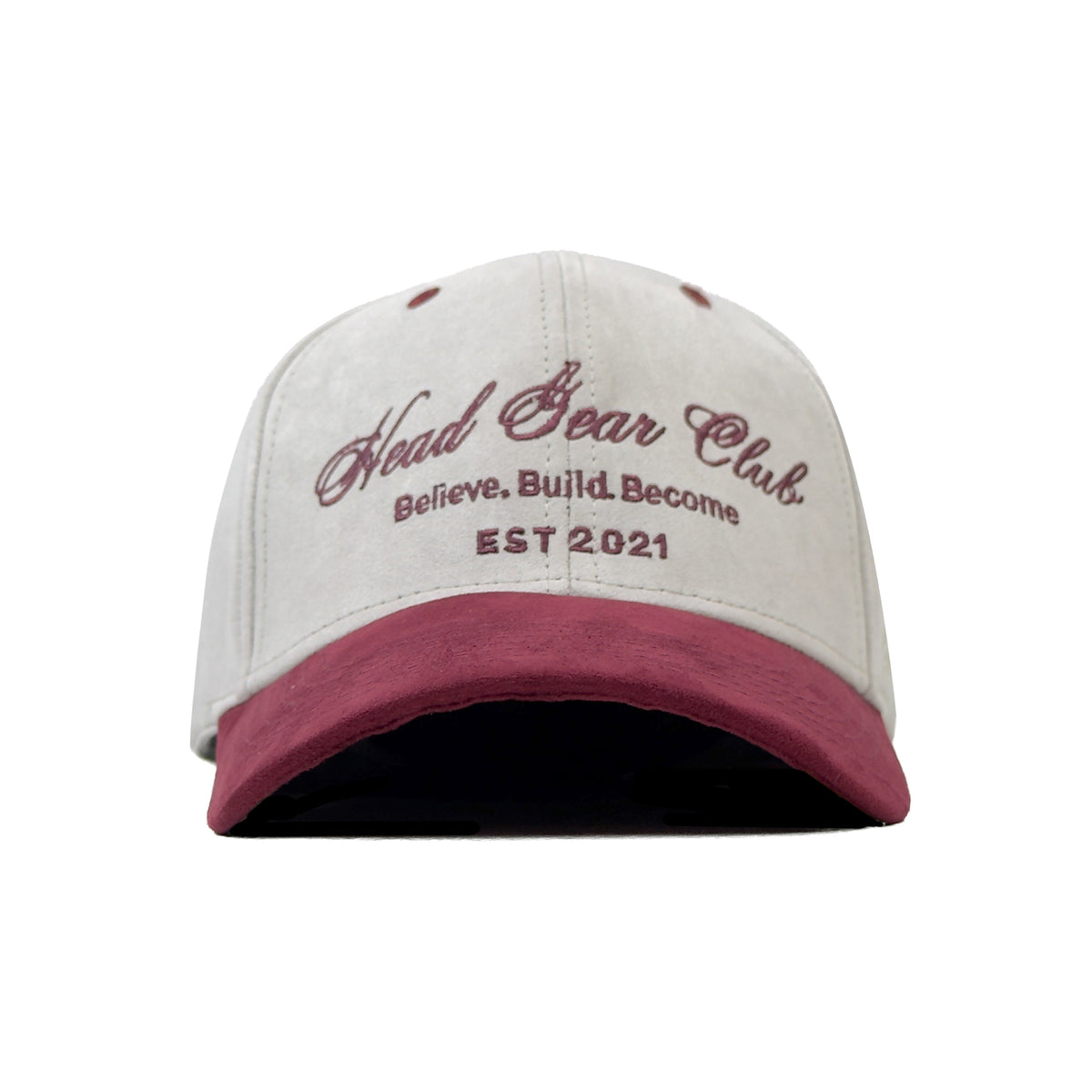 HEAD GEAR BELIEVE CLUB CAP - OFF-WHITE & BURGUNDY