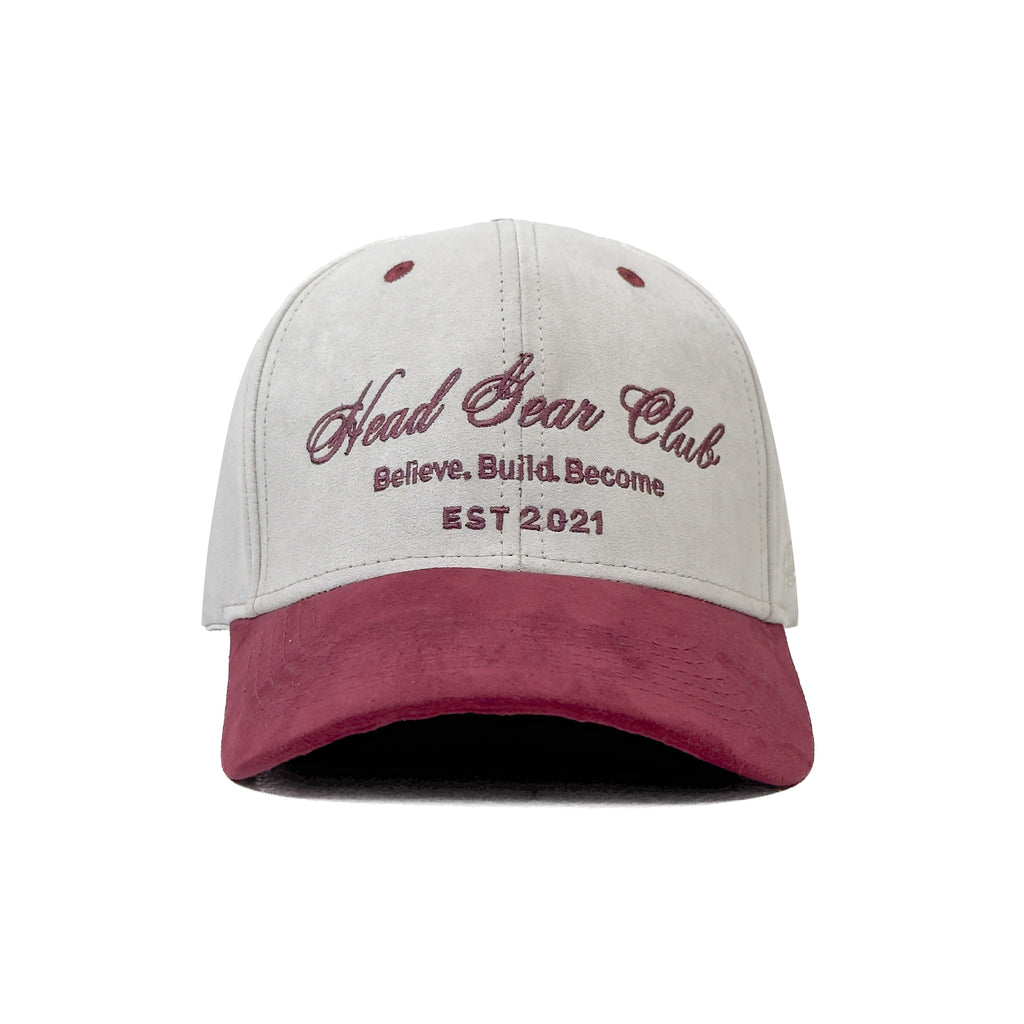 HEAD GEAR BELIEVE CLUB CAP - OFF-WHITE & BURGUNDY