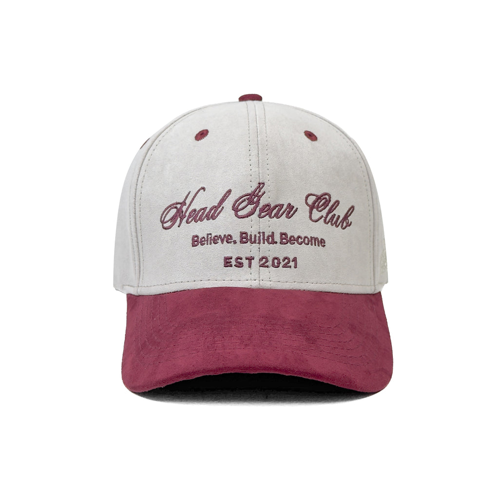 HEAD GEAR BELIEVE CLUB CAP - OFF-WHITE & BURGUNDY