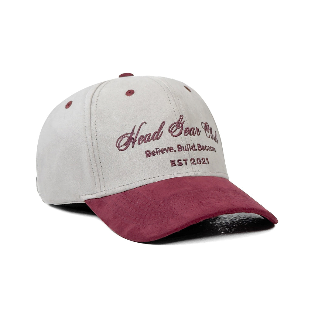 HEAD GEAR BELIEVE CLUB CAP - OFF-WHITE & BURGUNDY