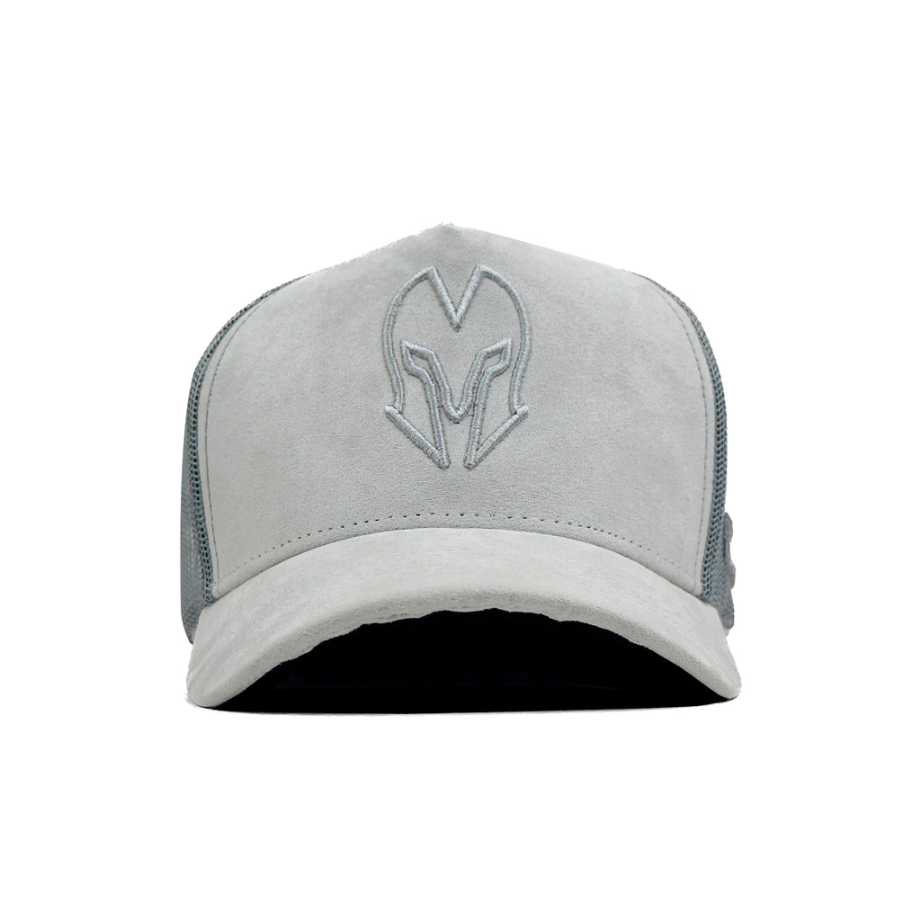 HEAD GEAR GLACIER GREY SUPER SUEDE TRUCKER CAP