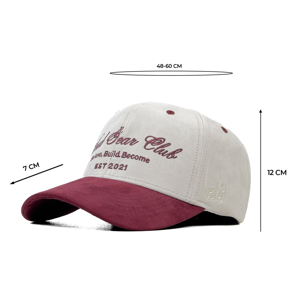HEAD GEAR BELIEVE CLUB CAP - OFF-WHITE & BURGUNDY