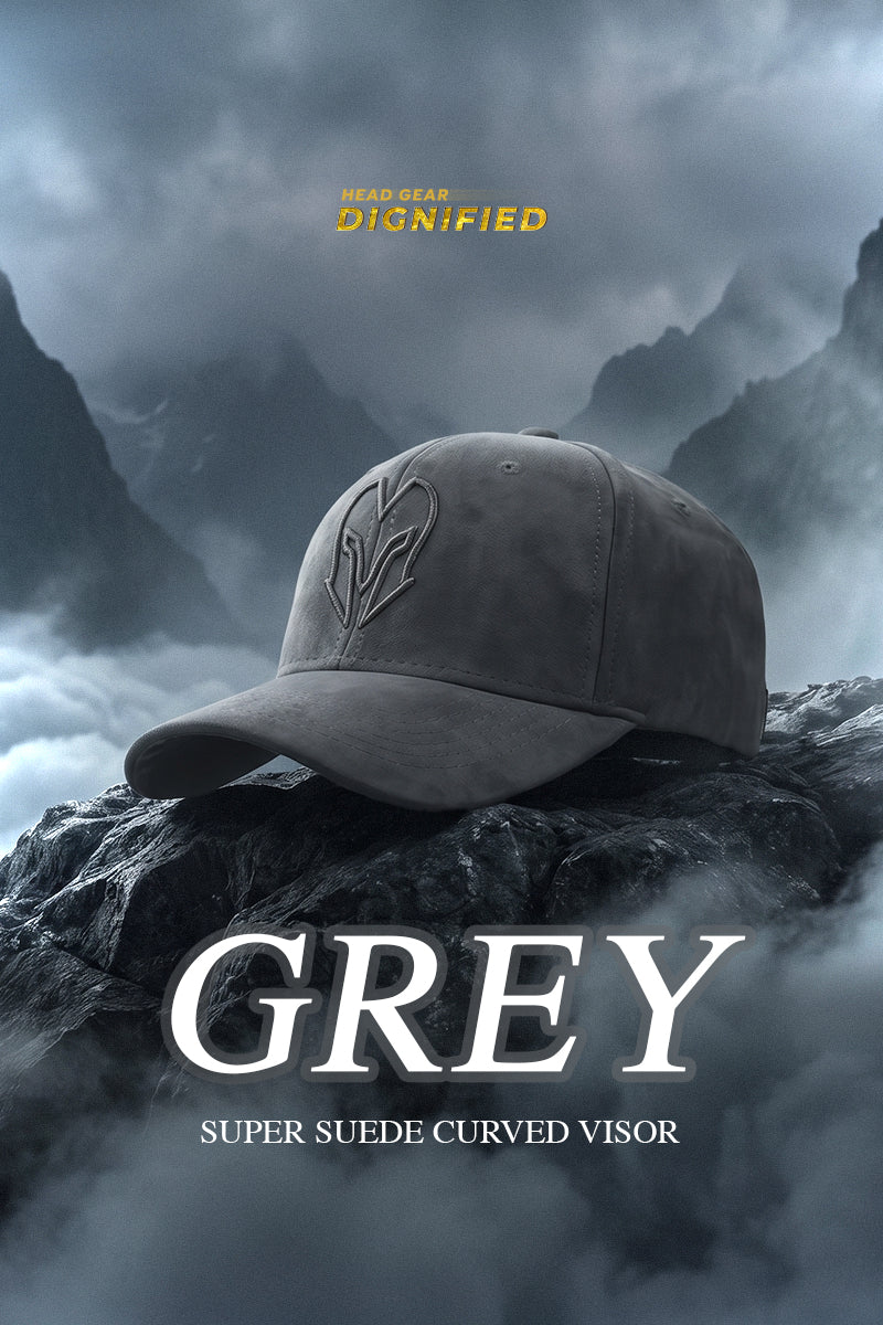 HEAD GEAR GREY SUPER SUEDE CURVED VISOR CAP