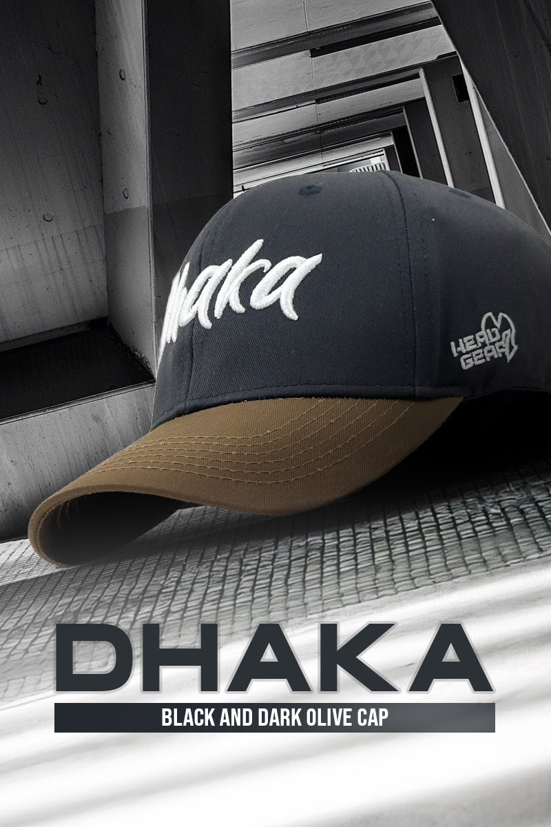 HEAD GEAR DHAKA BLACK AND DARK OLIVE CAP