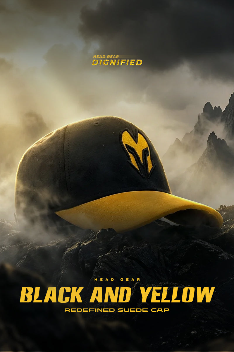 HEAD GEAR BLACK AND YELLOW REDEFINED SUEDE CAP