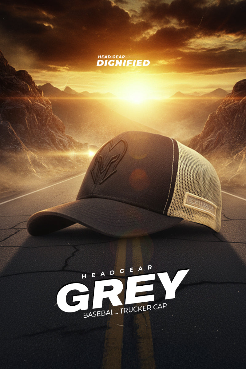 HEAD GEAR GREY BASEBALL TRUCKER CAP