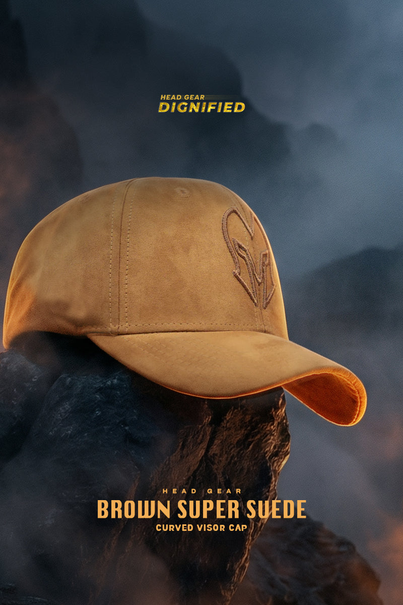 HEAD GEAR BROWN SUPER SUEDE CURVED VISOR CAP