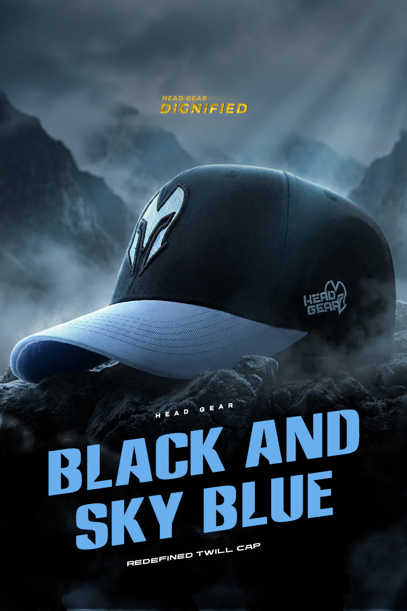HEAD GEAR BLACK AND SKY BLUE REDEFINED TWILL CAP