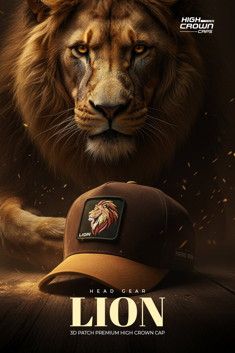 HEAD GEAR LION 3D PATCH PREMIUM HIGH CROWN CAP