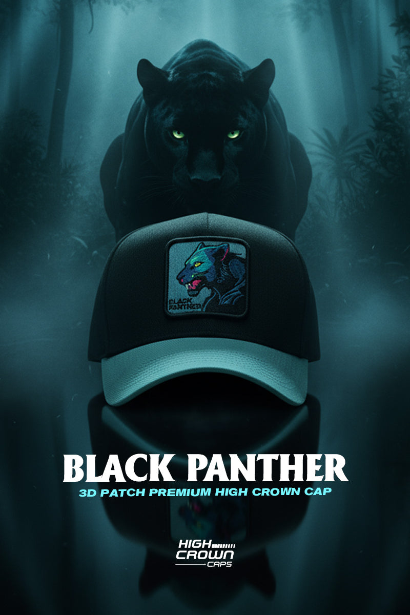 HEAD GEAR BLACK PANTHER 3D PATCH PREMIUM HIGH CROWN CAP