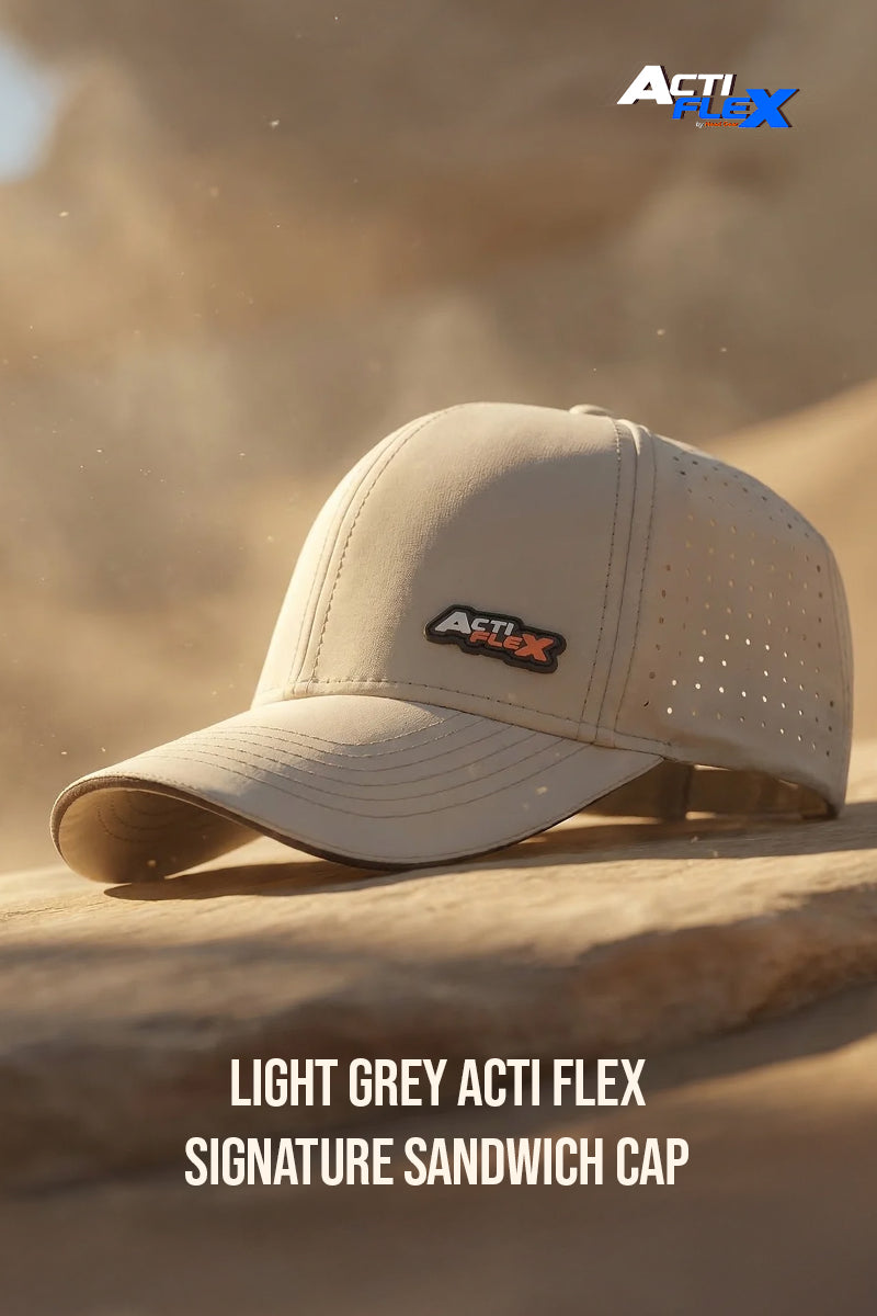 HEAD GEAR LIGHT GREY ACTI FLEX SIGNATURE SANDWICH CAP