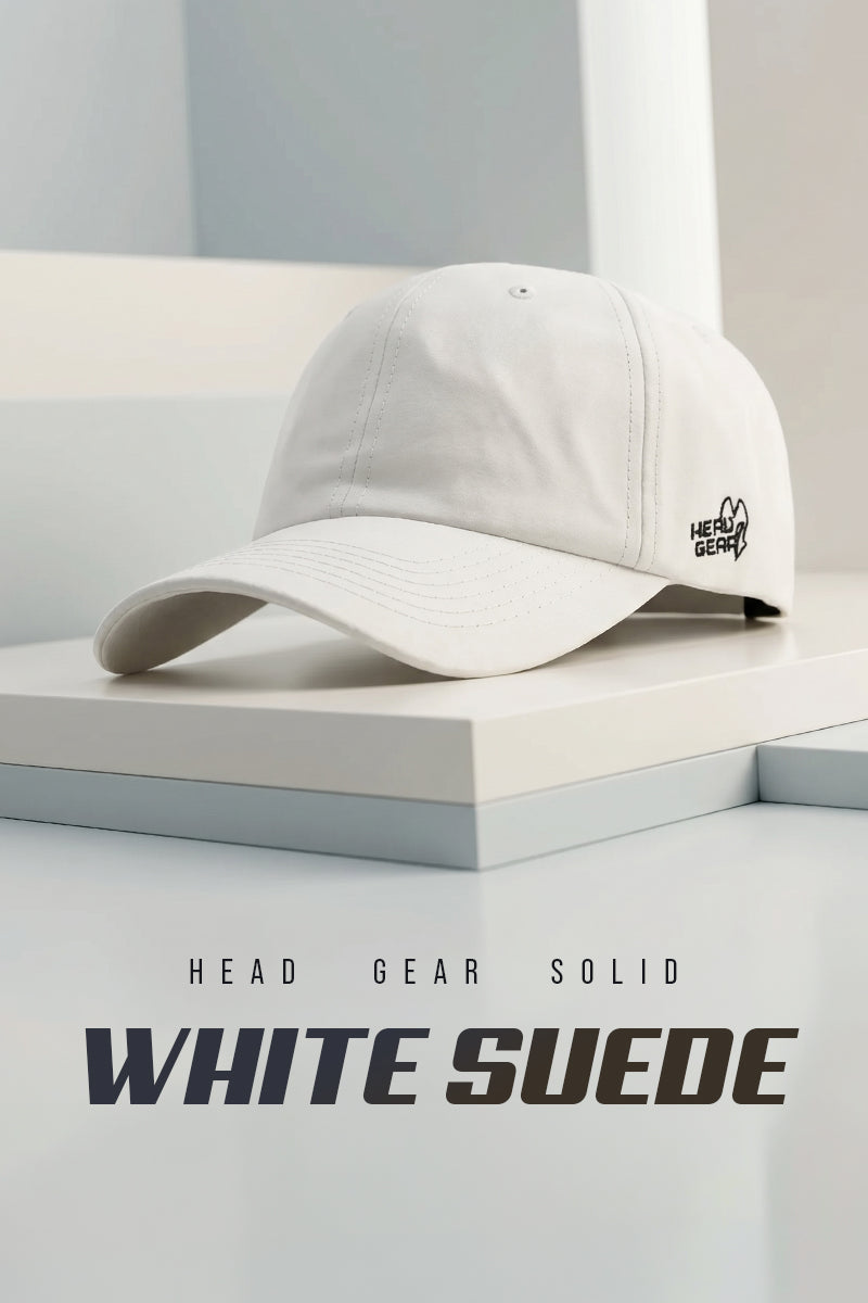 HEAD GEAR SOLID WHITE SUEDE CAP