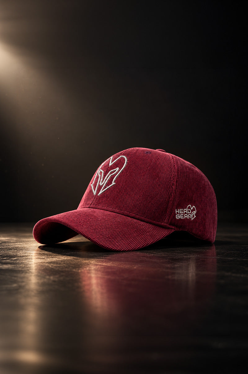 HEAD GEAR SILVER MAROON SUEDE CORD LIMITED EDITION CAP