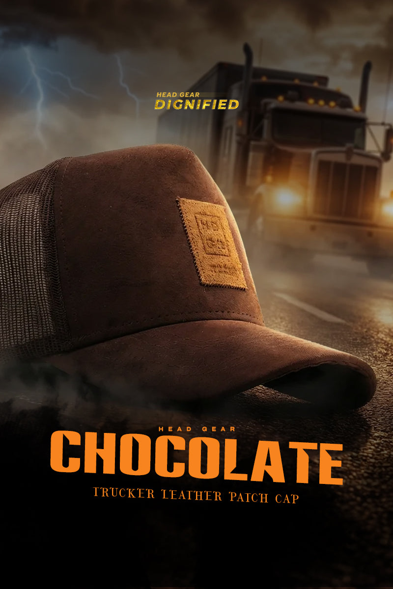 HEAD GEAR CHOCOLATE TRUCKER LEATHER PATCH CAP
