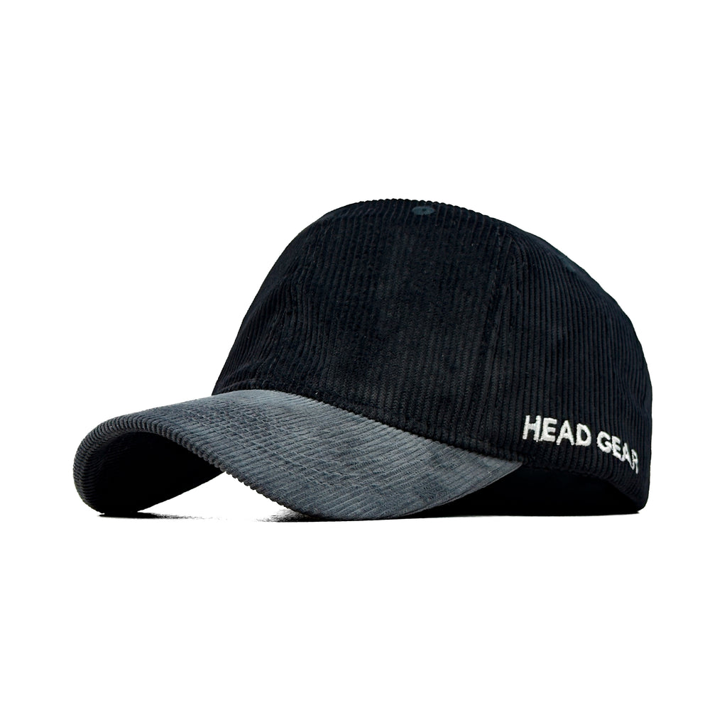 HEAD GEAR BLACK CHARCOAL GREY DUAL TONE CORD CAP